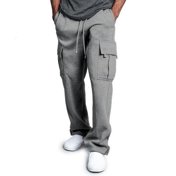 

men effen color multi pockets cord loss sport rights casual broek recreation, Black