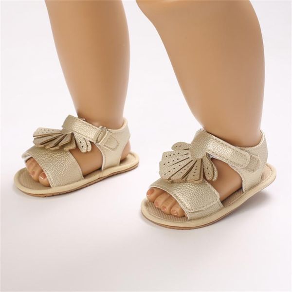 

first walkers 2021 baby girls summer bow knot sandals born infant flat shoes solid non-slip breathable toddle
