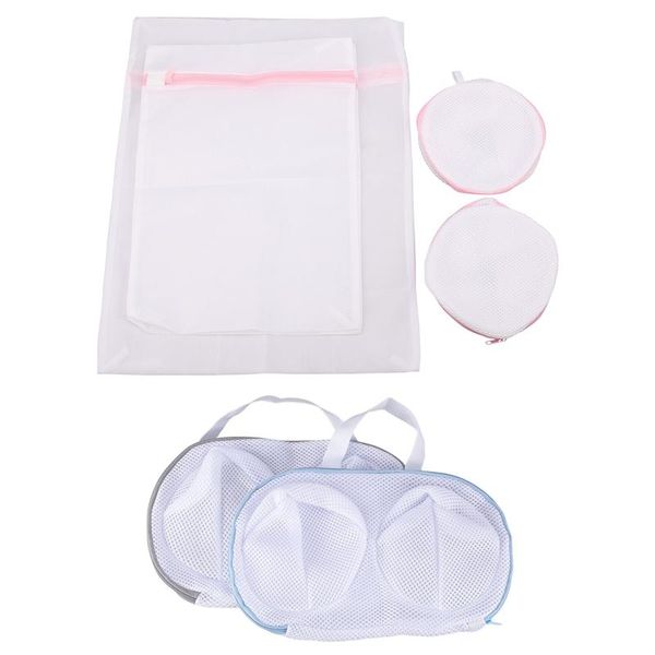 

8 pcs mesh bra washing bag laundry bag protection underwear travel organizer, 6 pcs white-pink & 2 blue-gray