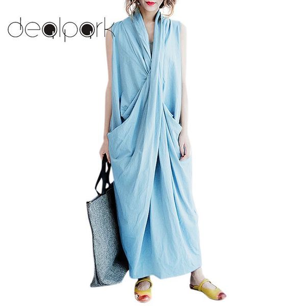 

casual dresses cotton maxi dress women long robe oversized deep v-neck sleeveless pockets party female wrap plus size 5xl, Black;gray