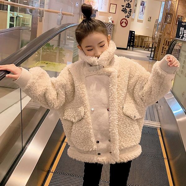 

jackets girls baby's kids coat jacket outwear 2021 letters warm plus velvet thicken winter autumn buttonsÂ school fleece children's, Blue;gray