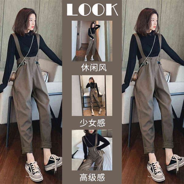 

casual dresses early 2022 trendy suspenders fashion two-piece suit autumn winter large women's chic, Black;gray