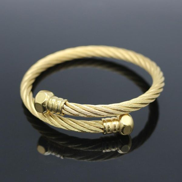 

women bangle stainless steel gold color wire men and women charm screw nut bracelets & bangles new fashion jewelry, Black