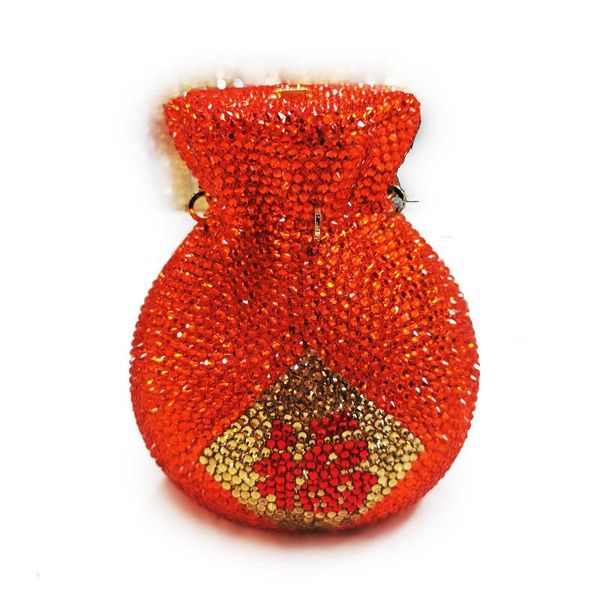 

evening bags arrival 2021 xiyuan clutch crystal fu full diamond women's shoulder handbags luxury ladies red wedding purses