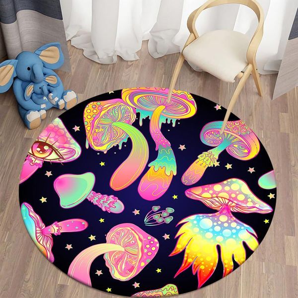 

carpets colorful painted mushrooms area rug for living room anime rugs bedroom circle decor round carpet