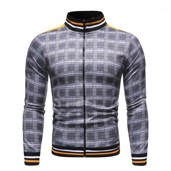 

plaid jacket men coats baseball mens printing jackets casual fashion striped streetwear bomber men's, Black;brown