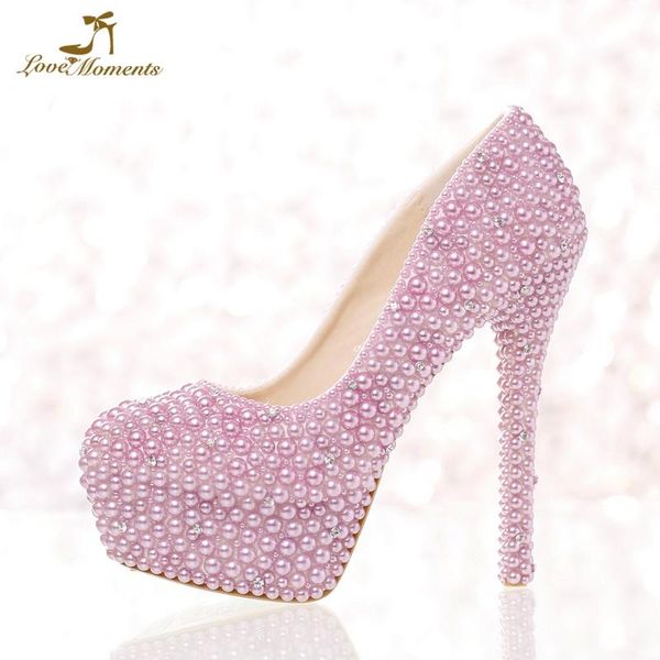 

dress shoes purple pearl bridal violet color wedding party 14cm high heel platforms customized lady birthday pumps, Black