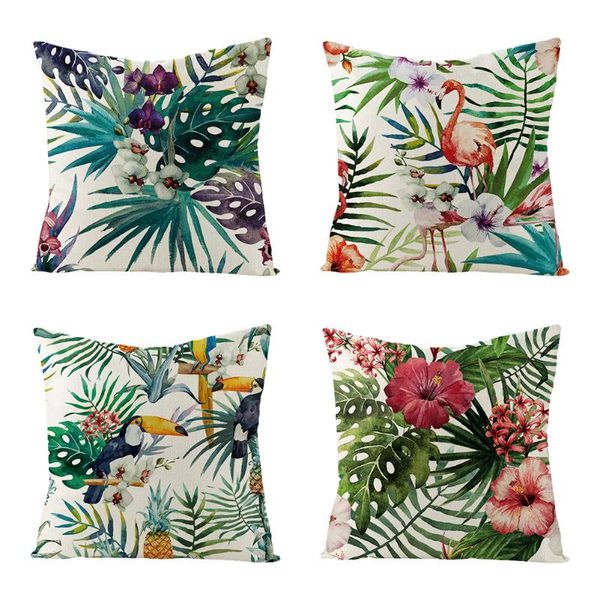 

pillow case cushion cover, tropical cotton and linen plants bedspread pillowcase square house sofa cover 45 x cm
