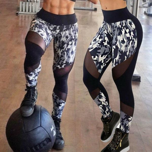 

yoga outfits women mesh patchwork sport leggings high waist tights pants chic sports wear for gym push up plus size s-xl1, White;red