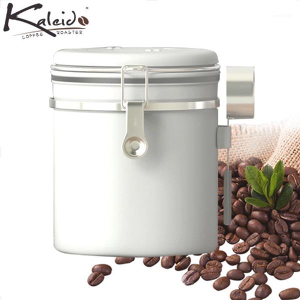 

1.5/1.8l coffee canister stainless steel storage container co2-release valve with date tracker and spoon