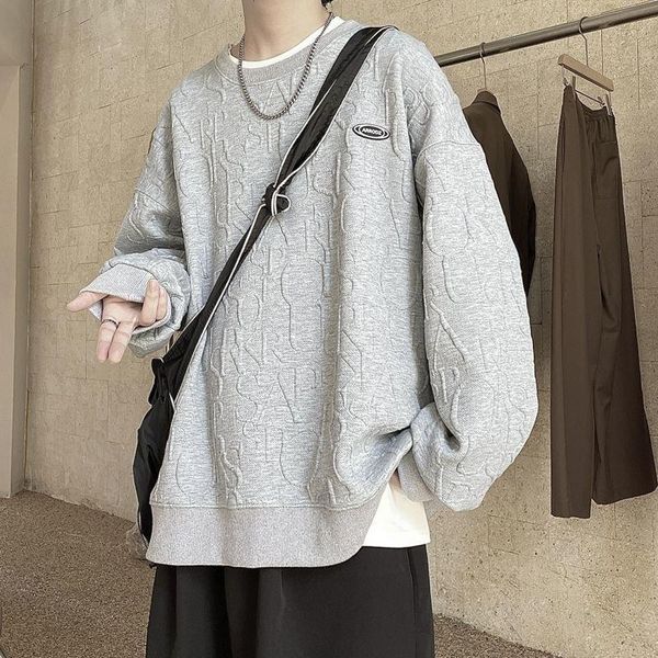 

men's hoodies & sweatshirts three-dimensional letter printed hoodie men korean casual pullover fashion loose streetwear sweatshirt, Black