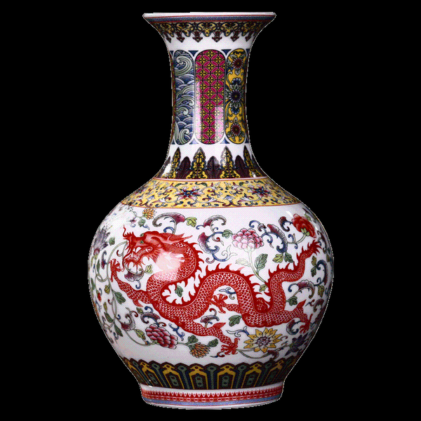 

prosperity brought by the dragon and the phoenix vase jingdezhen ceramic small vase decoration pastel porcelain