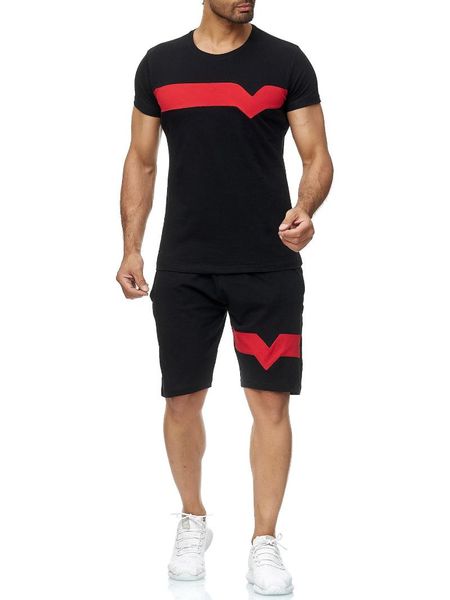 

men's tracksuits summer tracksuit men short sleeve t-shirt shorts sets fashion sportswear two piece set spell color sports suits for 20, Gray