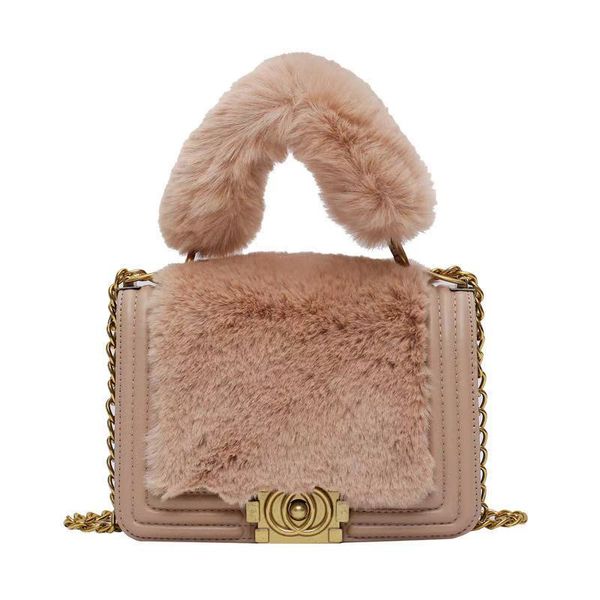 

box handbags fashion party package trendy fashion fur single shoulder women bags luxury plush chain handbag
