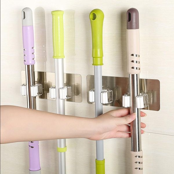 

hooks & rails wall housekeeper mounted mop organizer holder pp+pvc brush broom hanger storage rack kitchen tool