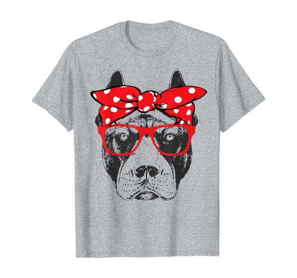 

funny cute pitbull dog mom wears bandana glass gift shirt, White;black