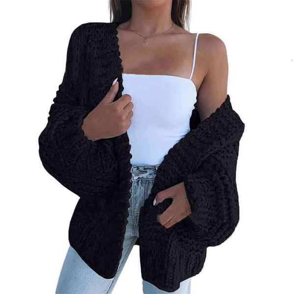 

women solid cardigan sweater panelled long sleeve loose sweater coats ladies warm clothes, White;black