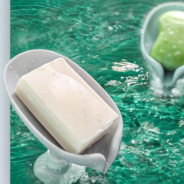 

bathroom organizer soap holder drain soap box storage creativity suction leaf shape box cup perforation-standing plast l8t5