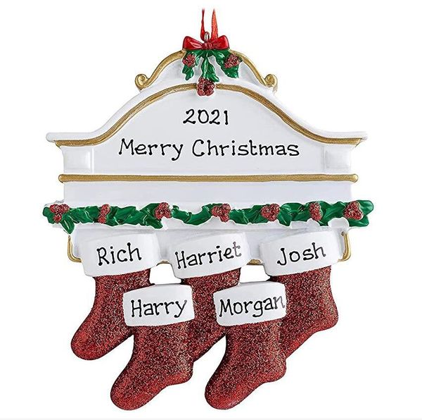 Decoração de Natal Quarentine Resina personalizada meia meias família de 2 3 4 5 6 7 8 ornamento de árvore de Natal decorações criativas pingentes