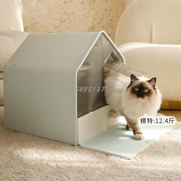 

fully enclosed cat litter basin drawer type super large house cat toilet kitten splash proof excrement basin sand proof supp