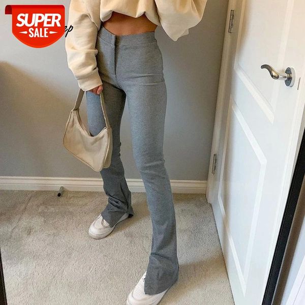 

weekeep grey sporty vintage sweatpants high waist fashion streetwear slim elastic pants casual split hem skinny trouser harajuku #t44t, Black;white