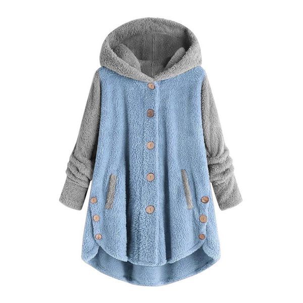 

women's jackets women winter jacket plus size button coat patchworl stitching printing hooded loose fall clothes for chaquetas, Black;brown