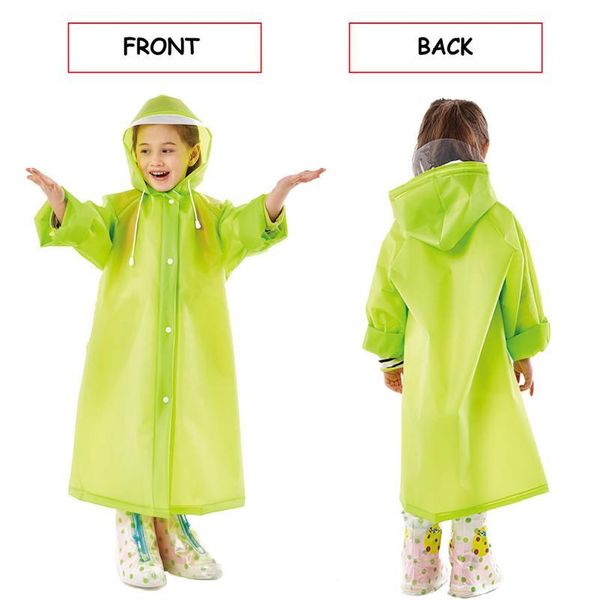 

1pc good quality impermeable kids fashion waterproof eva long heavy rain raincoat hooded children outdoor rainwear in jllgip