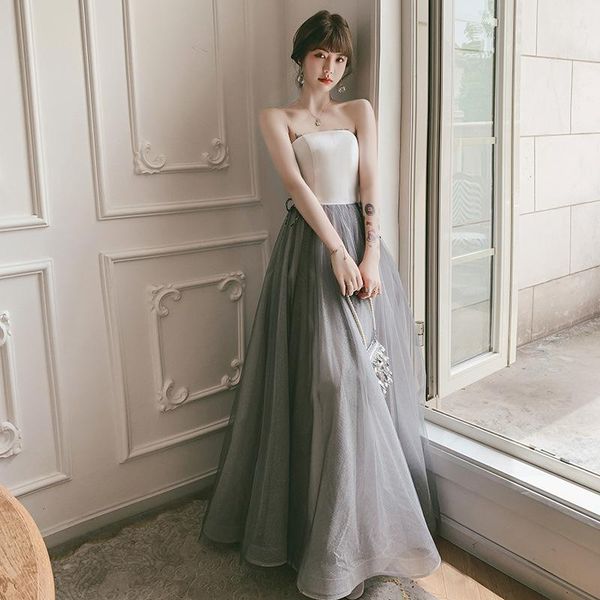 

ethnic clothing tube backless long a-line tulle dress women's fairy evening gown party dresses, Red