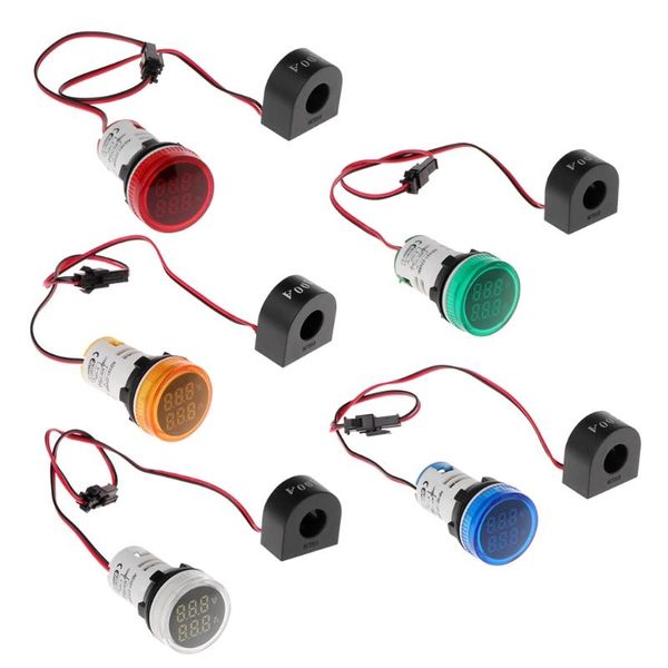 

voltage meters mini digital voltmeter ammeter 22mm square ac 20-500v 0-100a amp volt tester meter dual led indicator pilot lamp light