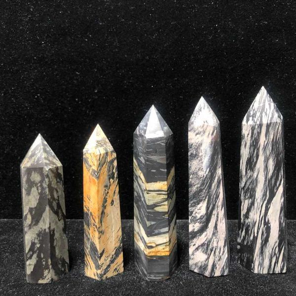 

decorative objects & figurines leopard skin mica hand-polished hexagon point chakra healing reiki home decoration stone handicraft