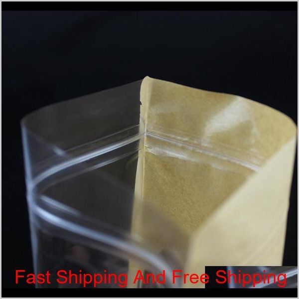 

kraft paper zipper lock food packing bags reusable plastic front transparent stand up pouch gift candy bakin jllqdr bdegarden