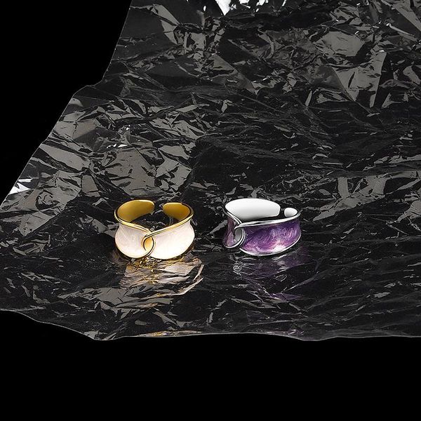 

cluster rings original design s925 sterling silver light luxury color enamel irregular opening ring 2021 woman diy jewelry gifts, Golden;silver