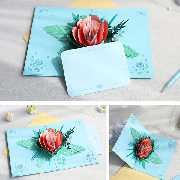 

greeting cards creative 3d up peony card holiday gift containing beautiful envelope a about 21*14cm k8n0