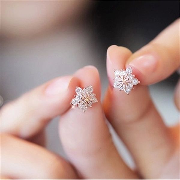 

version super flash crystal zircon snowflake five pointed star female earrings full diamond jewelry earrings vha8, Golden