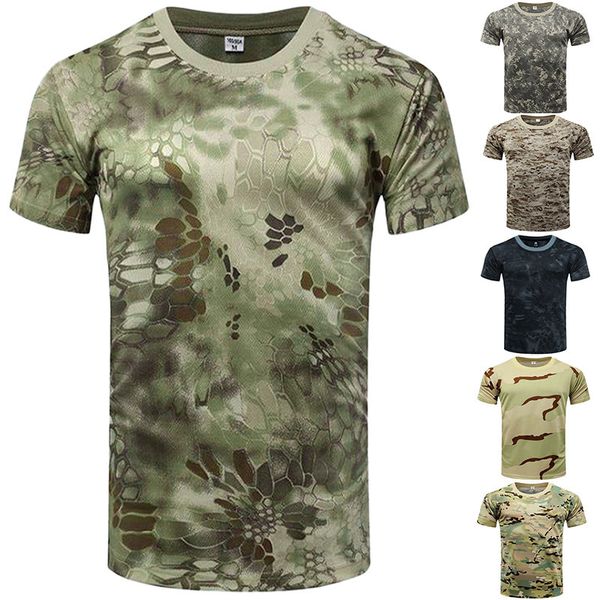 

2021 spring and summer new men's camouflage round neck short sleeve t-shirt, White
