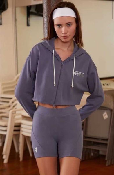 

women's coat los angeles rabbit cooperation short cut old blue hoodie, Black;brown