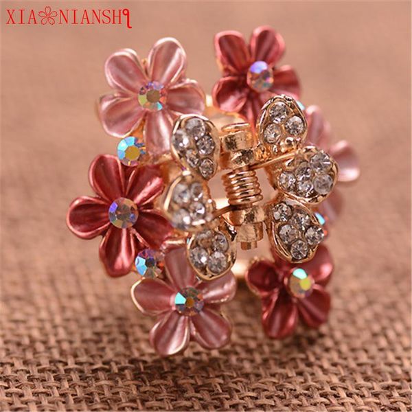 

hair clips & barrettes 2021 fashion women small hairpins crab clip enamel flower colorful crystal rhinestone headband girls accessorie, Golden;silver