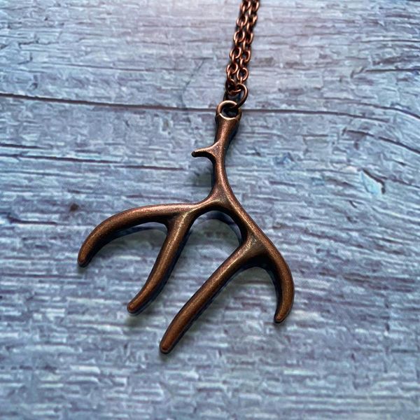 

pendant necklaces copper vintage jewelry deer antler necklace for women cute, Silver
