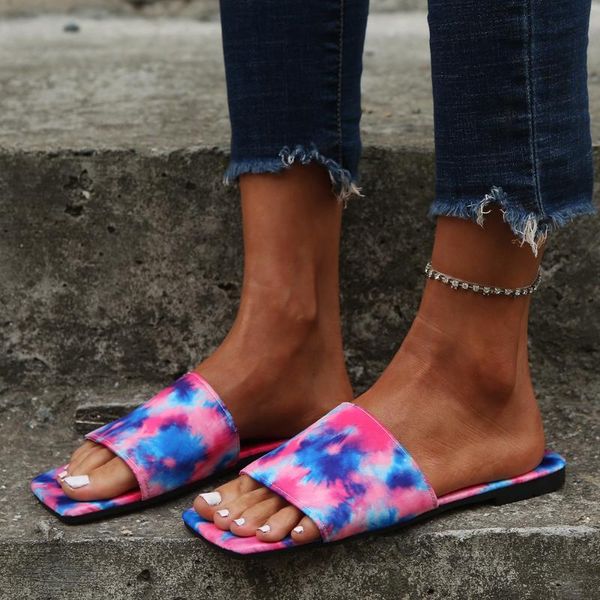 

slippers ribetrini big size 43 female colorful print flat women design outdoor casual comfy summer shoes, Black