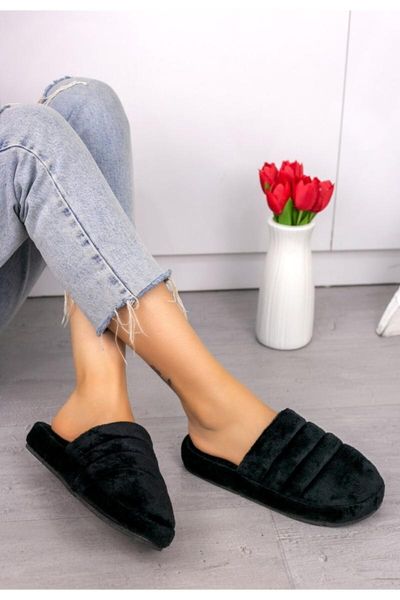 

slippers bonnix black fleece velvet home slipper