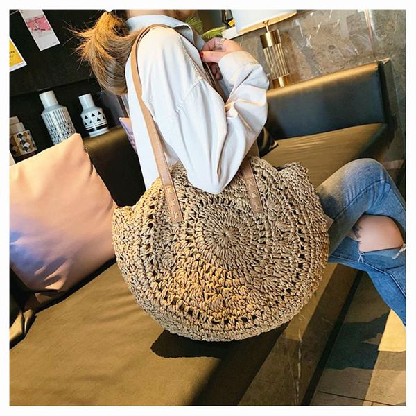 

duffel bags summer round straw for women rattan shoulder bag handmade woven beach handbags female message handbag totes