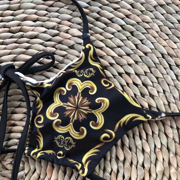 

retro vintage print bikini micro bikinis women hollow out biquini swimsuit string push up swimwear mini swimming suit womenin