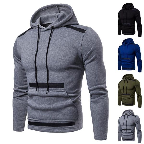 

men's hoodies & sweatshirts mens long sleeve coats pocket winter casual sports warm muscle blouse, Black
