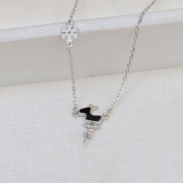 

s925 silver antler fawn elk diy made fetal hair pendant female pearl 7-10 empty support accessories 1817
