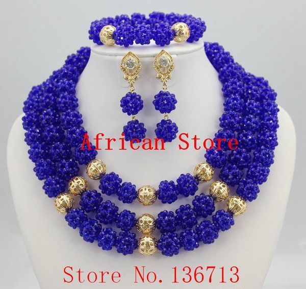 

earrings & necklace amazing african beads jewelry set chain women nigerian wedding crystal multi layer necklace/ earring sets r591, Silver