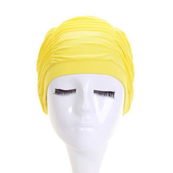 

women swimming ruffle cap hair earmuffs anti-uv swimming diving hat