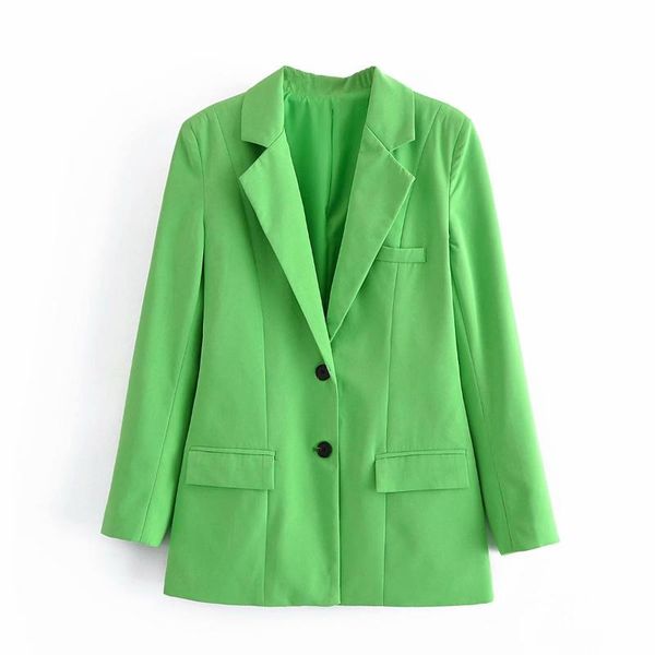 

women's suits & blazers 2021 women fashion light green blazer casual long sleeves back buttons decoration chic lady coat woman outwear, White;black