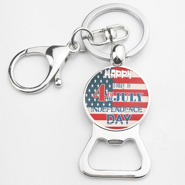 

keychains fashion usa ethnic alloy beer bottle opener multifunction key chain geometry glass national flag ring jewelry bijoux, Silver