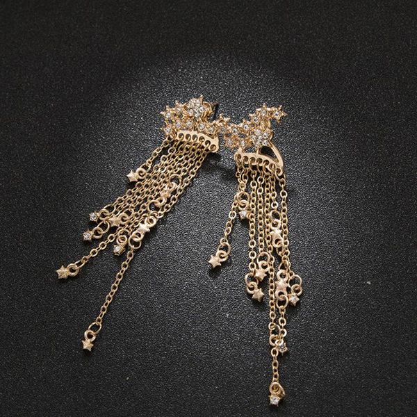 

hair clips & barrettes women's shining tassel earrings metal back women girls hanging, Golden;silver