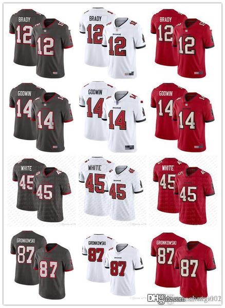 

men women youth tampa bay buccaneers 14 chris godwin 12 tom brady 87 rob gronkowski 45 devin white custom football jerseys, Black;red